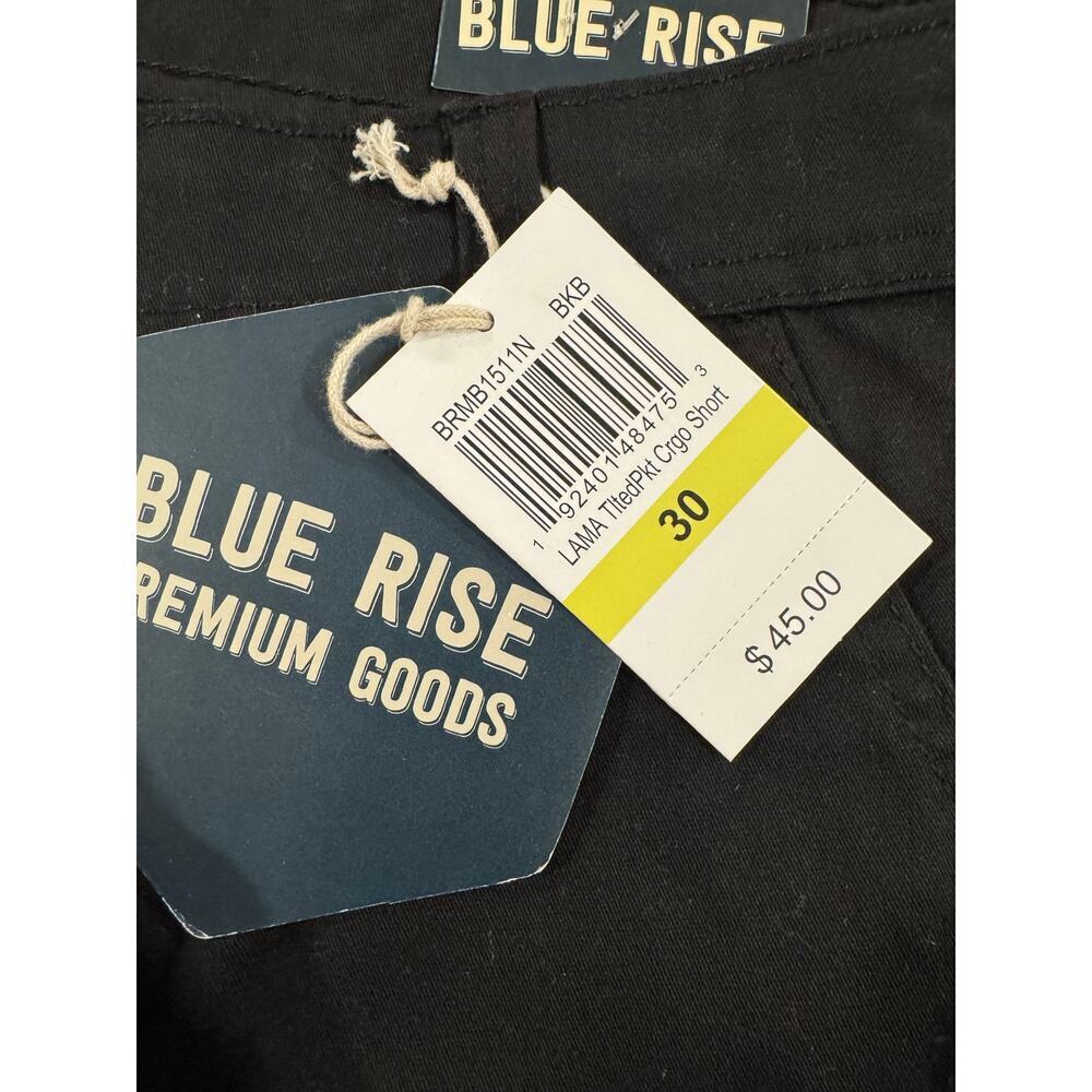 Blue Rise Men’s Black Cargo Shorts Size 30 NWT Stretch Casual Utility - Picture 3 of 8